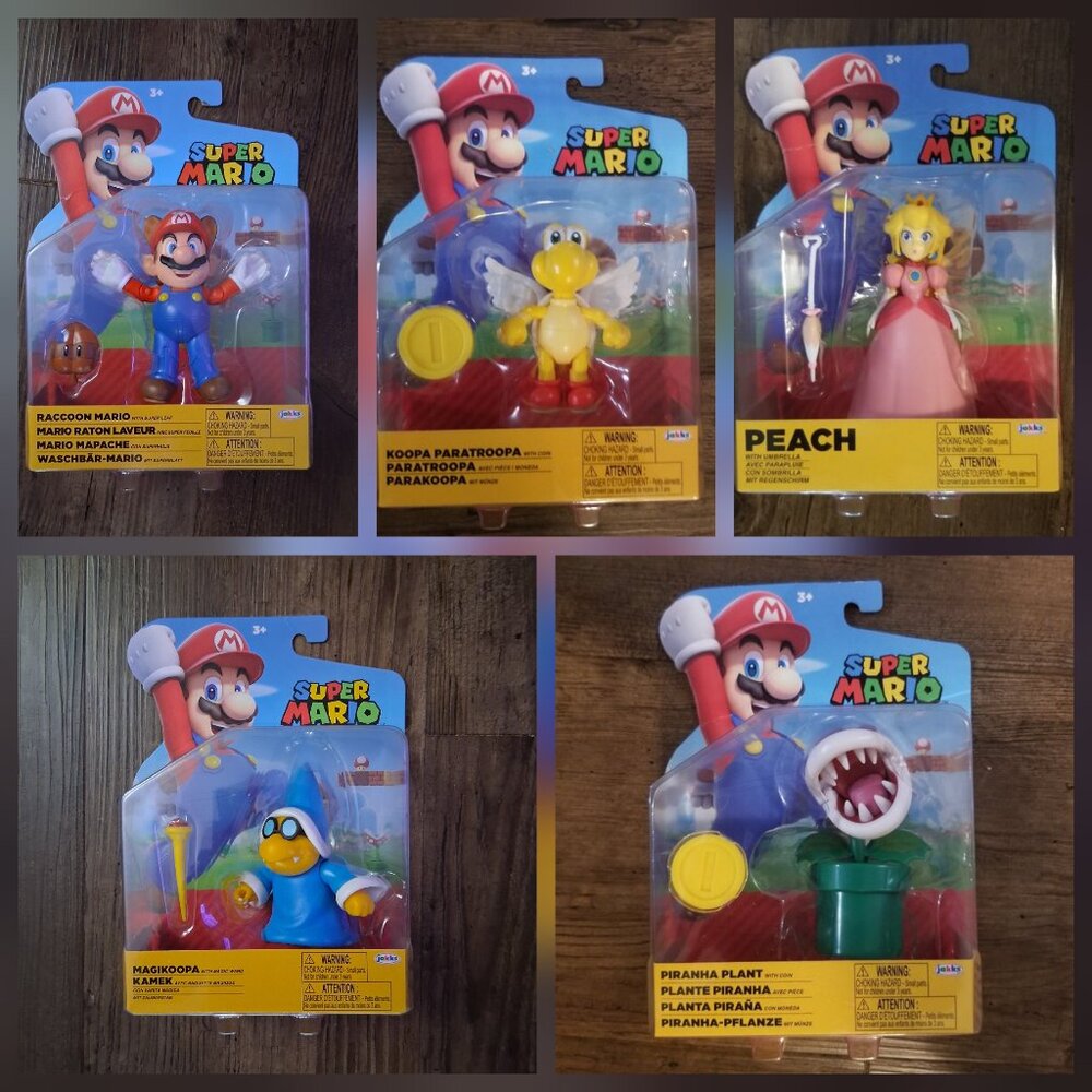 Nintendo Super Mario 4" Poseable Figures - Bundle